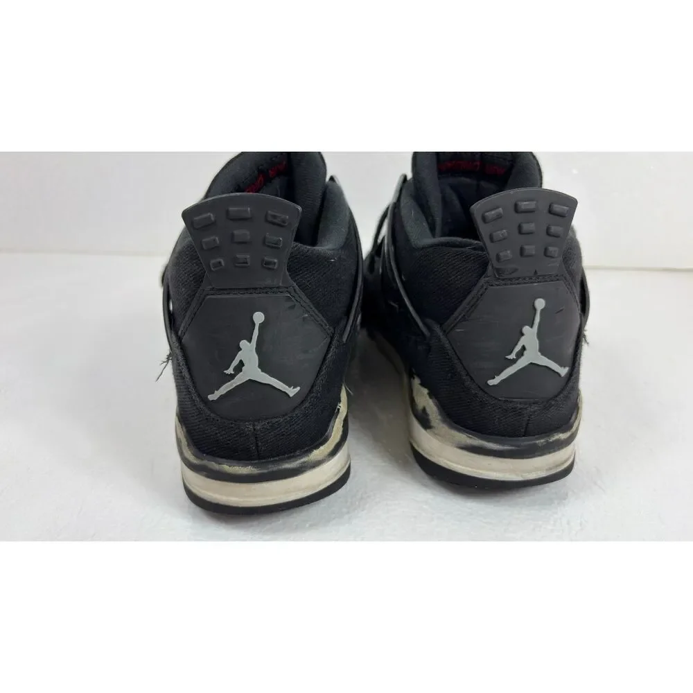 Nike Air Jordan 4 Retro Black Canvas Sneakers Mens Size 8.5